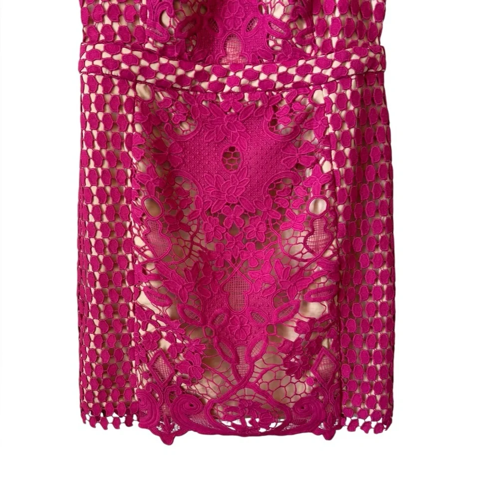 NEW Endless Rose Lace Overlay Mini Shift Dress Sz M Pink Fuschia Cut Out Party - Picture 4 of 13